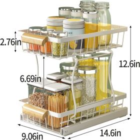 Under the sink Rack 2 Layer Bathroom Kitchen Pull-Out Metal Shelf Organizer