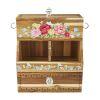 Acacia Wood Coffee Pod and Tea Bag Kitchen Organizer Drawer, Brown/Floral