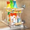 Under the sink Rack 2 Layer Bathroom Kitchen Pull-Out Metal Shelf Organizer