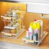 Under the sink Rack 2 Layer Bathroom Kitchen Pull-Out Metal Shelf Organizer