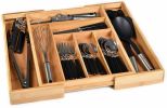 Free shipping Bamboo Expandable Drawer Organizer for Utensils Holder, Adjustable Cutlery Tray, Wood Drawer Dividers Organizer for Silverware, Flatware