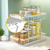 Under the sink Rack 2 Layer Bathroom Kitchen Pull-Out Metal Shelf Organizer