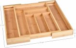 Free shipping Bamboo Expandable Drawer Organizer for Utensils Holder, Adjustable Cutlery Tray, Wood Drawer Dividers Organizer for Silverware, Flatware