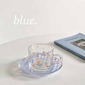 French Afternoon Tea Coffee Cup And Saucer Set (Color: Blue)