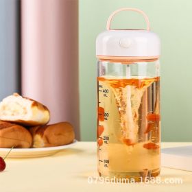 Automatic Rechargeable Portable Milkshake Dried Egg White Lazy Fitness Glass Shake Cup Kitchen Gadgets (Option: Pink 480ml Glass-Battery Type)