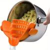 1pc Silicone Pot Strainer And Pasta Strainer, Adjustable Silicone Clip On Strainer For Pots, Pans, And Bowls, Kitchen Gadgets
