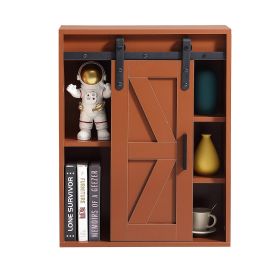 Wood wall-mounted storage cabinet, 5-layer toilet bathroom storage cabinet, multifunctional cabinet with adjustable door (Color: Espresso)