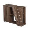 Kitchen Island Cart on Wheels with Adjustable Shelf and 5 Wine Holders, Storage Cart for Dining Room, Kitchen