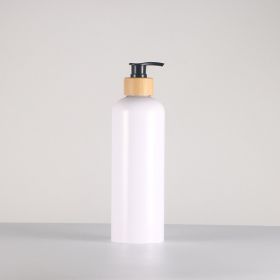 White Bamboo Pipe Round Shoulder Bottle (Option: White Bottle Black Bamboo Pump-500ml)